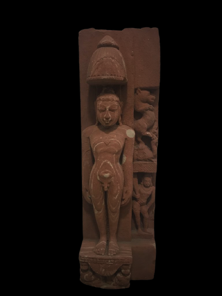 Pink Sandstone Statue of Standing Jain Buddha  - 4977